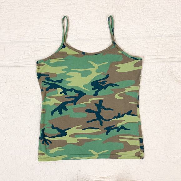 Vintage 90s Y2K Rothco Green Camo Tank Top Streetwear Gorpcore Womens Medium - Picture 2 of 7